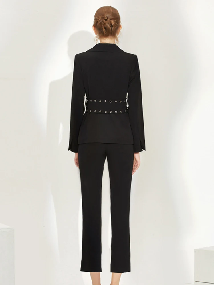 Женский офисный костюм DEAT однотонный из двух предметов Топ с длинным рукавом и