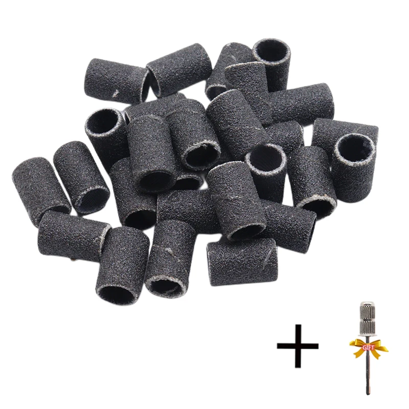 

Black 80 120 180 240 Grit Cutter Zebra Sanding Bands Nail Drill Bits Foot Care Polishing Manicure Gel Polish Remover Replacement
