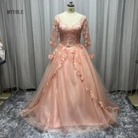 custom made long sleeves ball gown quinceanera prom dresses 2022 lace appliques sweet 16 dress for 15 years vestidos de