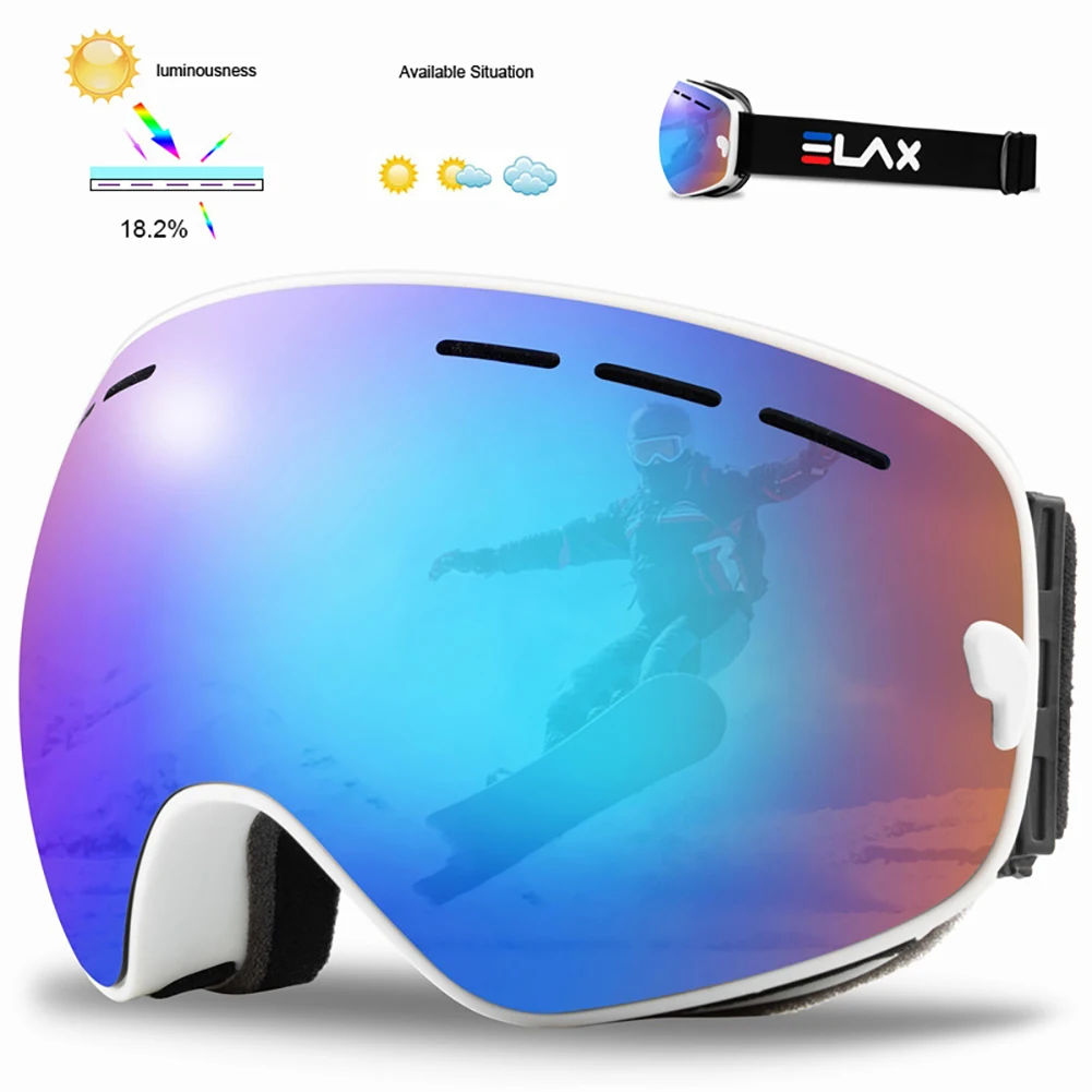 

Лыжные очки ELAX двухслойные с защитой UV400, незапотевающие лыжные очки, лыжная маска для мужчин и женщин, защитные очки для снега, профессиональные очки для зимних видов спорта