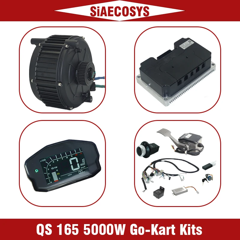 Фото SiAECOSYS QS165 5000 Вт 72 В 35H V1 V2 Комплект для переоборудования двигателя среднего привода Go Kart с контроллером Fardriver ND72680 №1