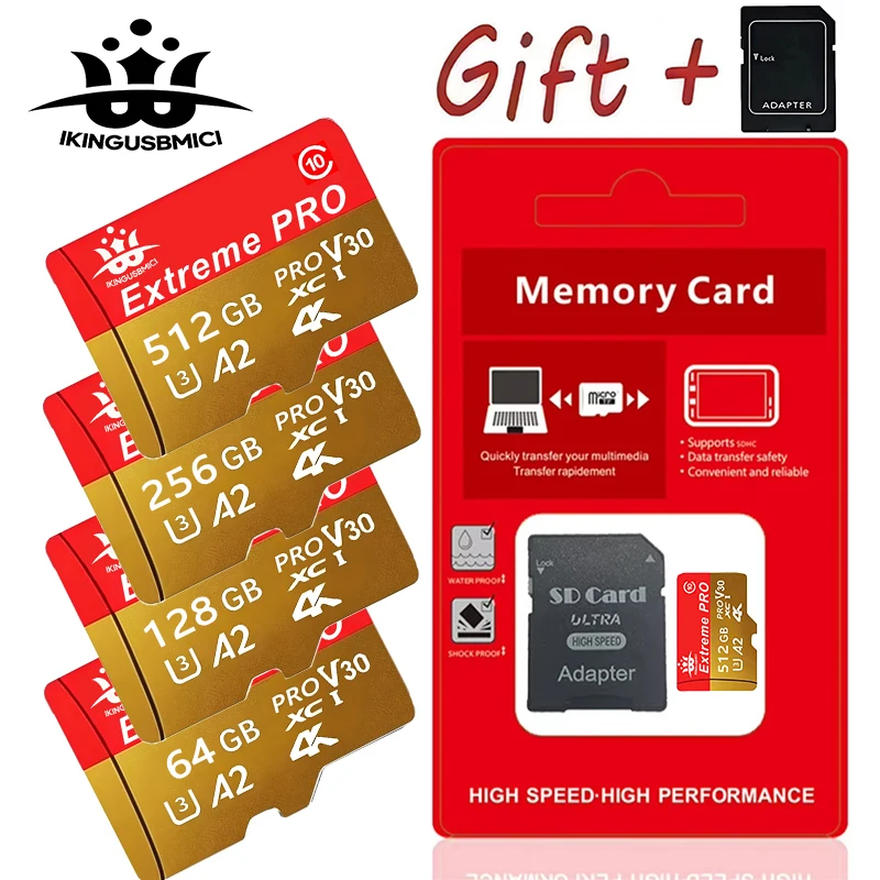 Фото Карта памяти Ultra Micro SD 16 ГБ 32 ГБ MicroSDHC 64 ГБ 512 ГБ 256 ГБ MicroSDXC EXTREME/Extreme PRO V30 U3 4K UHD TF №1