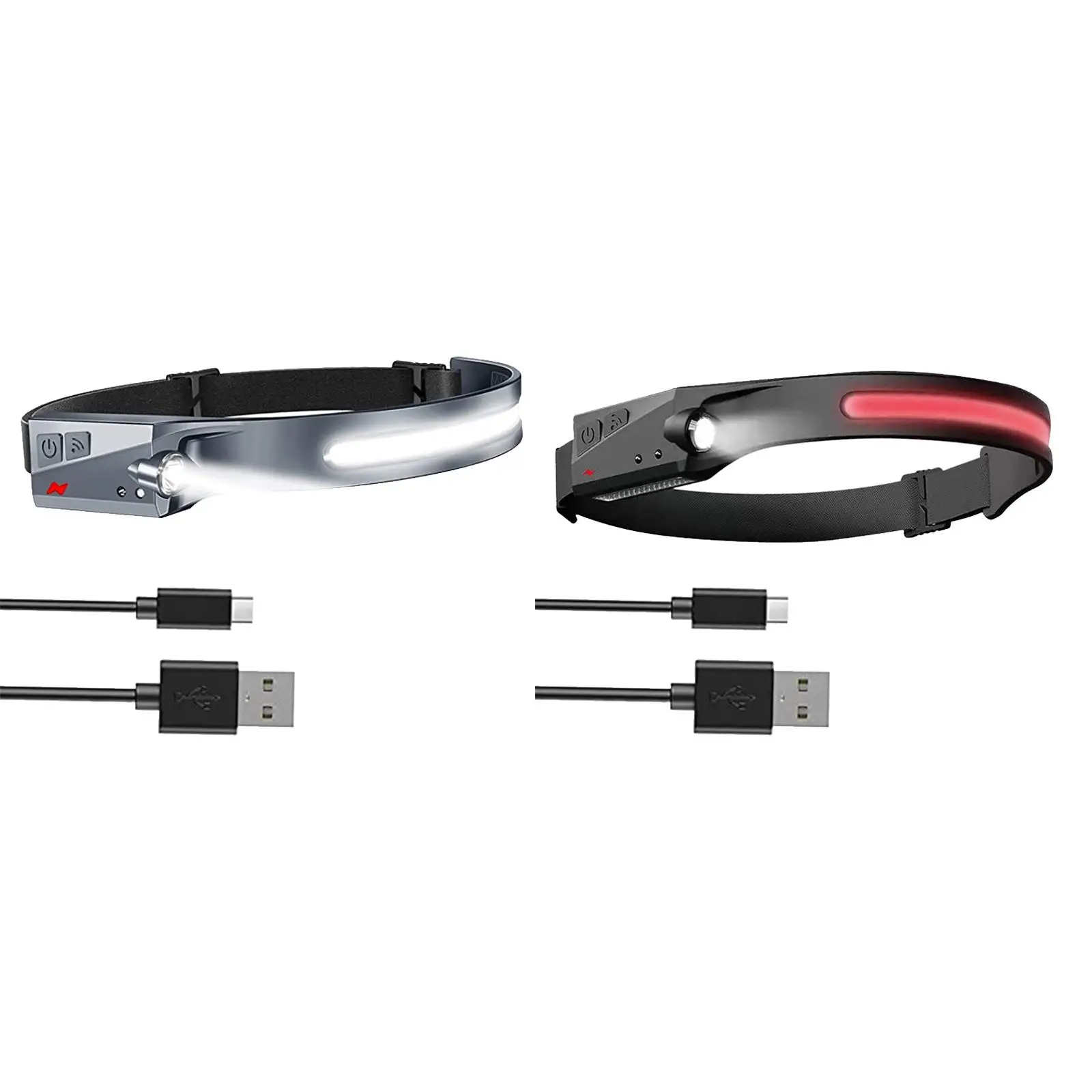 

LED Headlamp Hand Sensor Spotlight 3 Modes Flashlights Headlight for Cycling