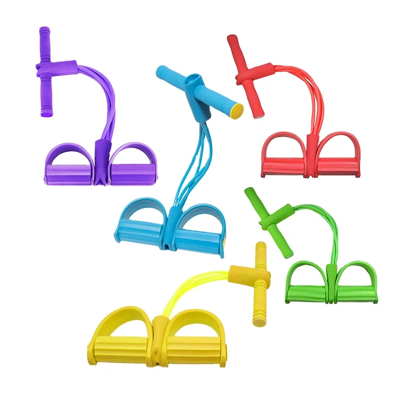 

Home Hot Sale 4 Tube Multifunctional Yoga Training Booster Pedal Resistance Band Fitness Elastic Pull Rope for Abdomen