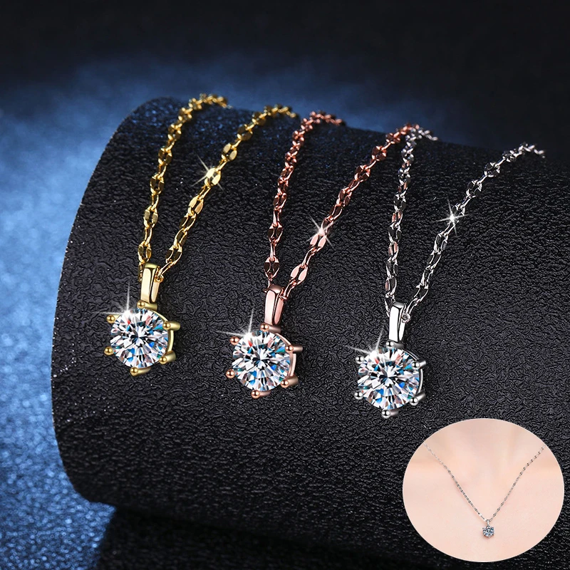 Женский кулон из серебра 925 пробы с муассанитом 1 карат 6 5 мм