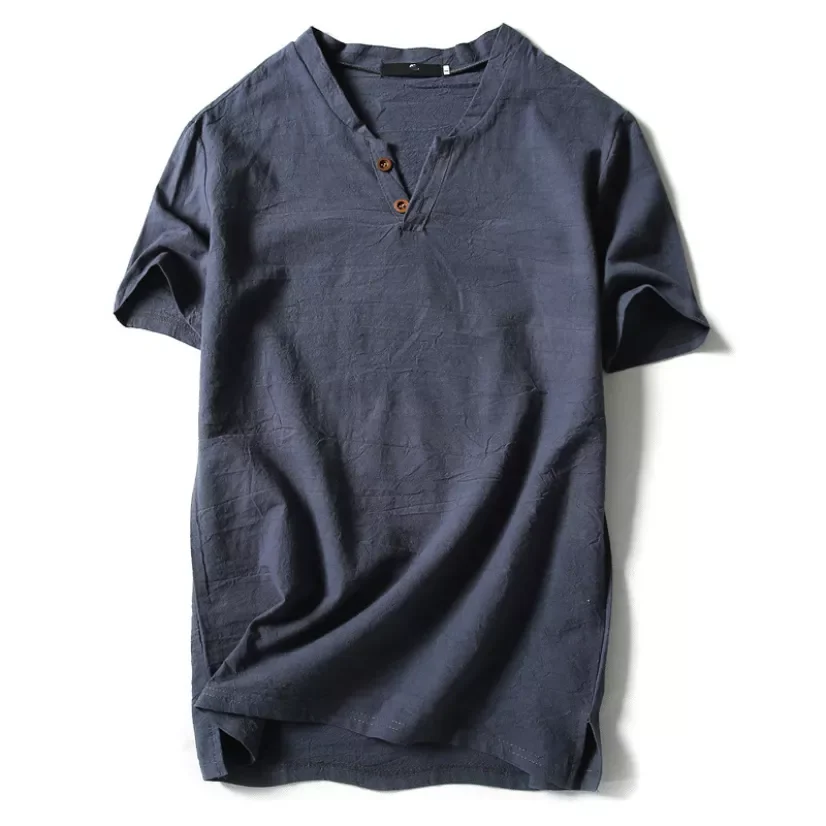 

2022New Linen Men's Shirt Breathable Solid Short Sleeve Blouses And Shirts Man Pullover Male Clothes Summer Shirt