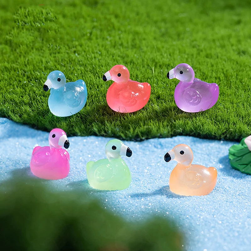 10 шт. мини-смола утки с фламинго миниатюры светящиеся в темноте сказочный сад