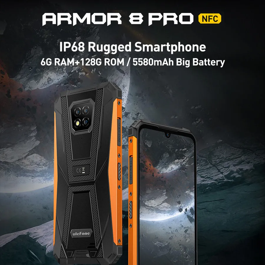 

Ulefone Armor 8 Pro Helio P60 Rugged Smartphone 6GB 128GB Octa Core Cellphone IP68 Waterproof MobilePhone Android 11 5580mAh NFC