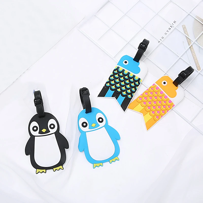 

Cartoon Luggage Tag Rubber Cute Suitcase Identifier Card Name Address Holder Label Travel Accessories Tag for Suitcase
