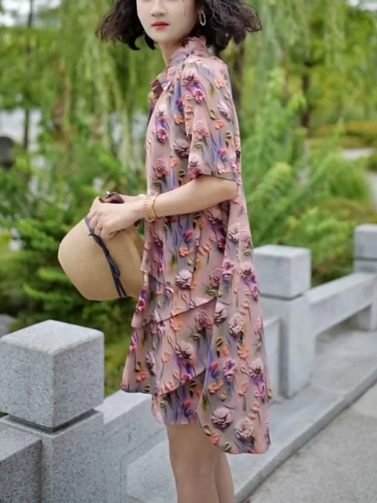 Модные топы-поло с цветочным принтом больших размеров и короткими рукавами шорты