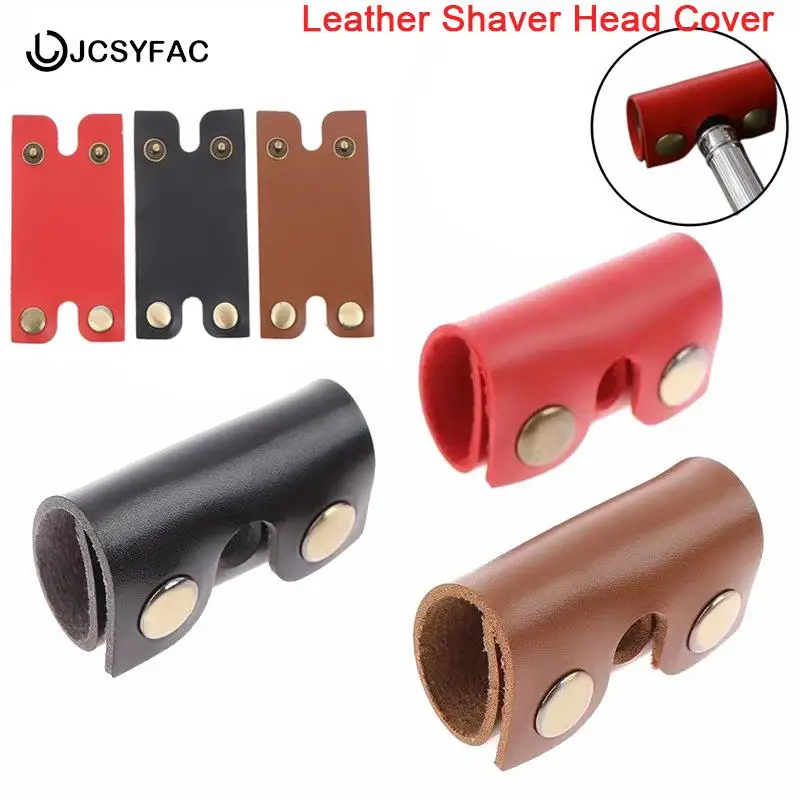 

1PCS Leather Shaver Head Cover Leather Safety Shaver Head Cover Protective Sleeve Long Handle Storage Bag