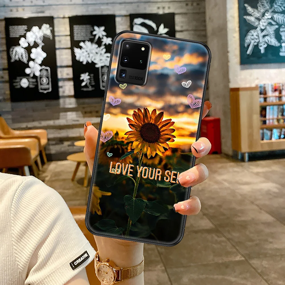 Sunflower Yellow Flower Phone case For Samsung Galaxy Note 4 8 9 10 20 S8 S9 S10 S10E S20 Plus UITRA Ultra black painting bumper | Мобильные