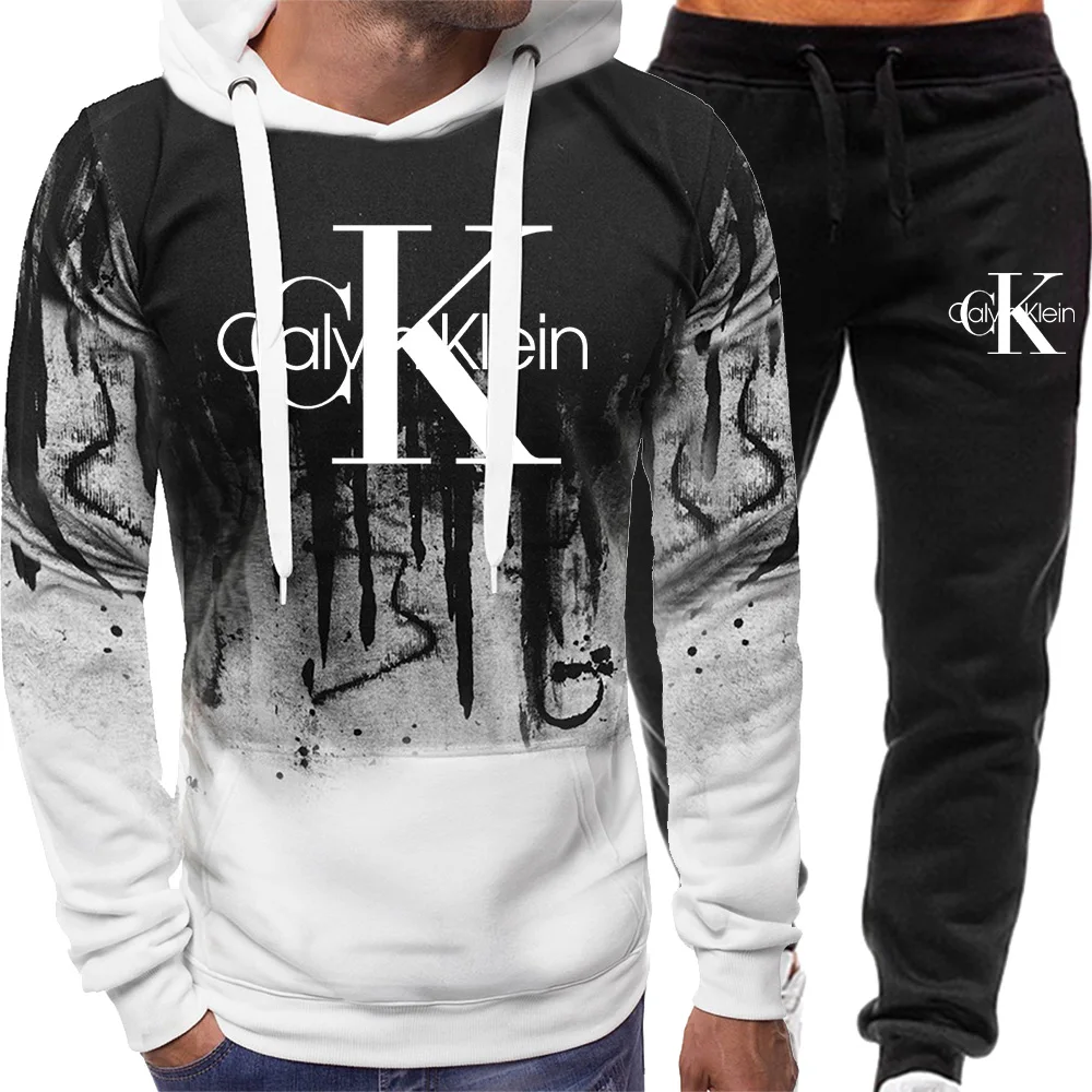 

Мужской зимний комплект с худи спортивная одежда Новинка Мужской свитшот + спортивные брюки костюм модный бренд уличная одежда пуловер Оде...