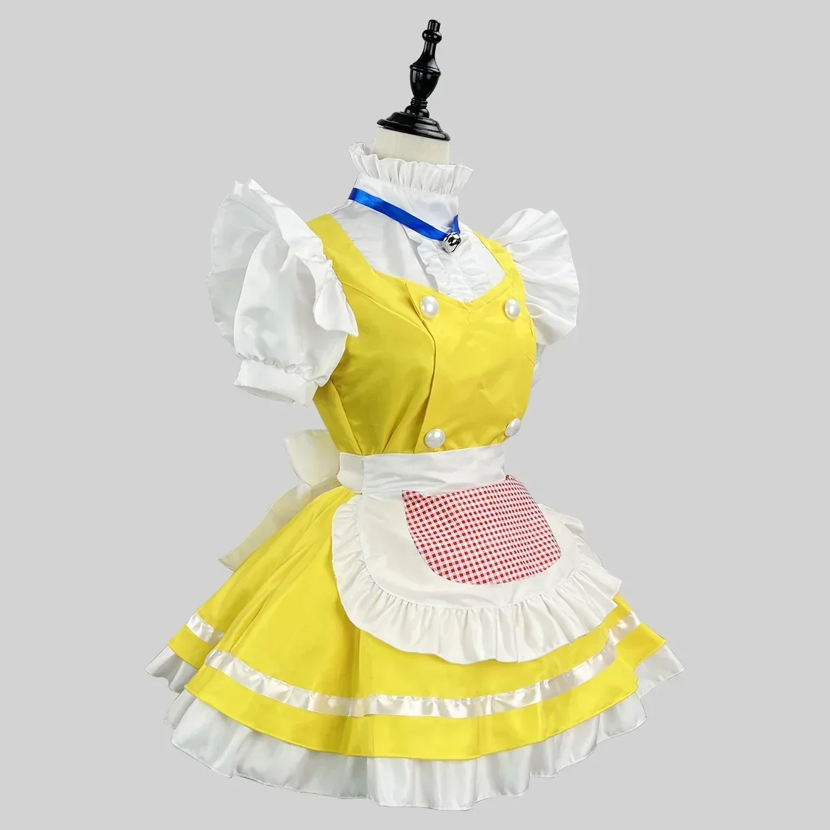 

Наряд японской милой горничной, одежда, желтая короткая юбка, Женский фартук, платье длиной до бедра, для ролевых игр