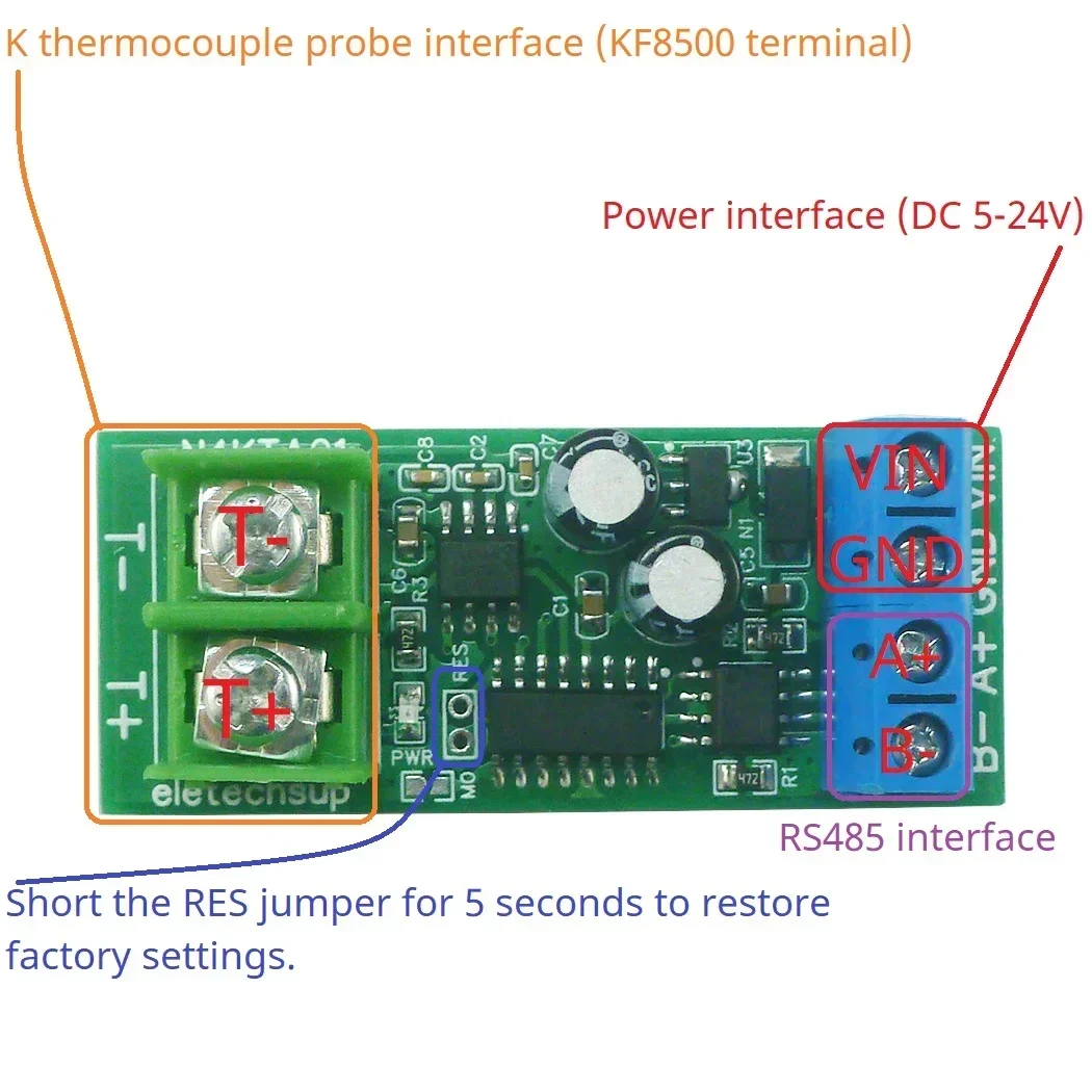 -200-1350C Modbus Rtu K-Type to RS485 Модуль преобразователя термопары в цифровой