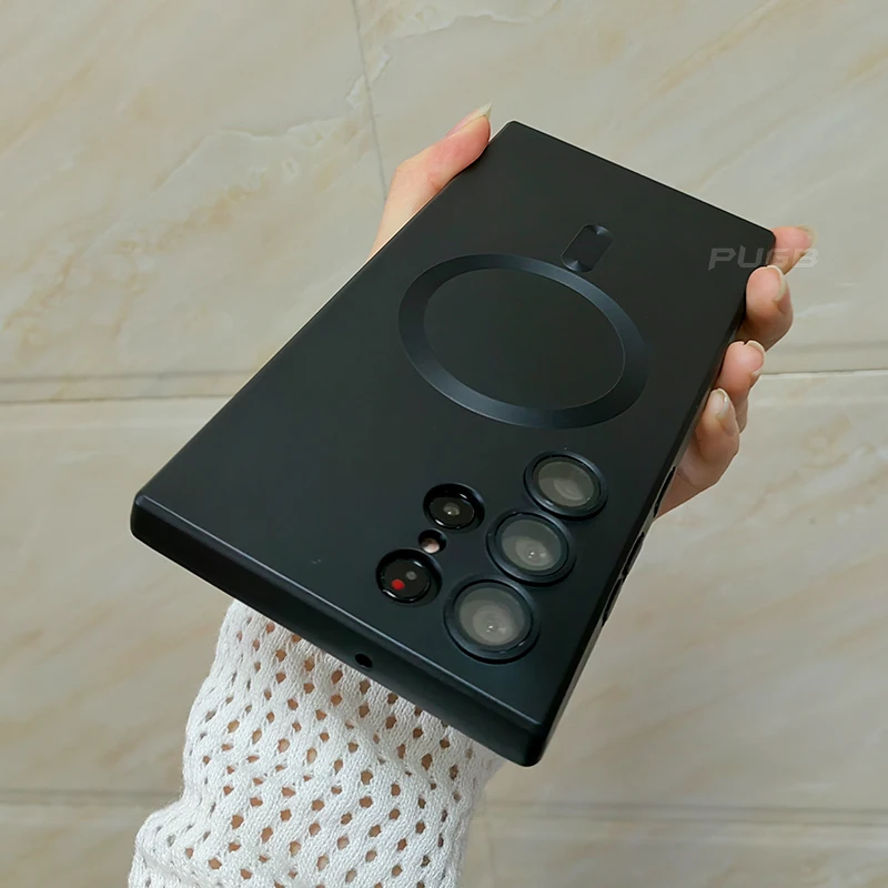 

Luxury For Magsafe Matte Silicone Magnetic Case For Samsung Galaxy S23 S22 S21 S20 FE Note10 20 Ultra Plus Slim Shockproof Cover