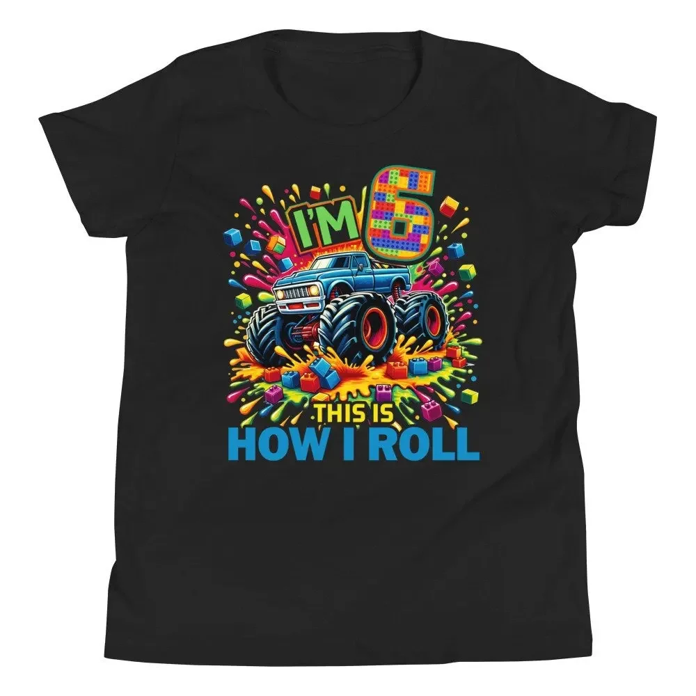 Спортивная футболка Monster Truck на 6-летие Я 6 как я ролл праздничный наряд для