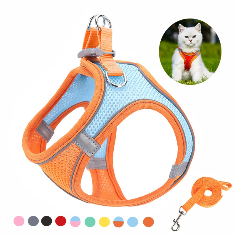

Cat Harness Leash Set Escape Proof Pet Products for Cats Small Dogs Walking Adjustable Breathable Vest Harnesses Cat Accessories