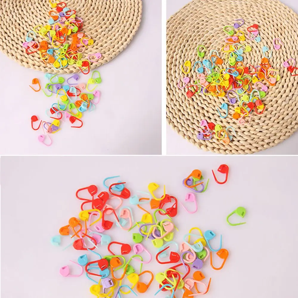 

100pcs Plastic Resin Sewing Tool Hook Needle Clip Latch Knitting Tools Marker Buckle Color Pin Small Clip