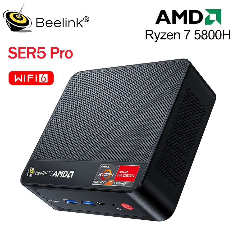 

Beelink SER5 Pro R7 5800H Mini PC Win 11 Pro AMD Ryzen7 16GB 32GB DDR4 500GB SSD Wifi6 Triple Display 4K HD Type C Desktop