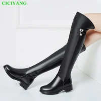 ciciyang plus size womens boots sexy over the knee boots genuine leather low heel autumn botas new riding boots womens shoes