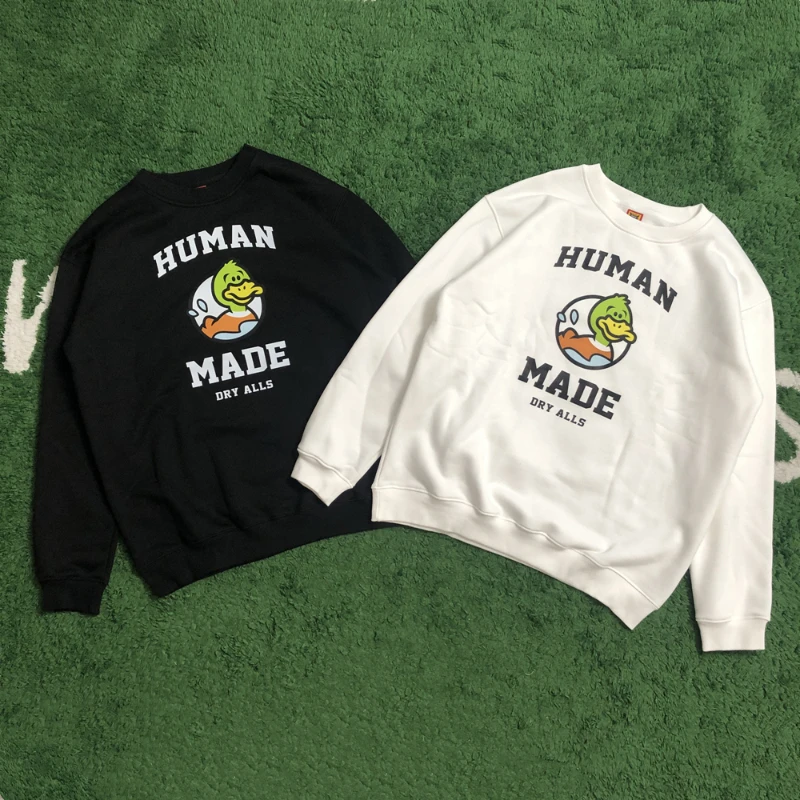 

Nigo HUMAN MADE Hoodies Harajuku Loose Trend Brand Casual Velvet Cotton Duck Print Garment Top Undershirt Pullover Man Clothing