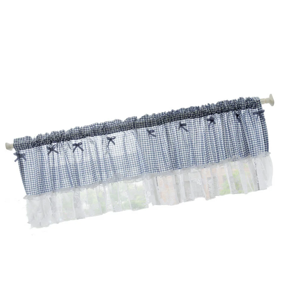 

1Pc Practical Exquisite Grid Short Curtain Lace Half Curtain for Cafe Kitchen Home