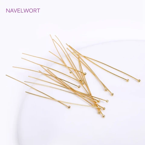 Латунные пины для бижутерии NAVELWORT 50 шт., позолоченные 18К