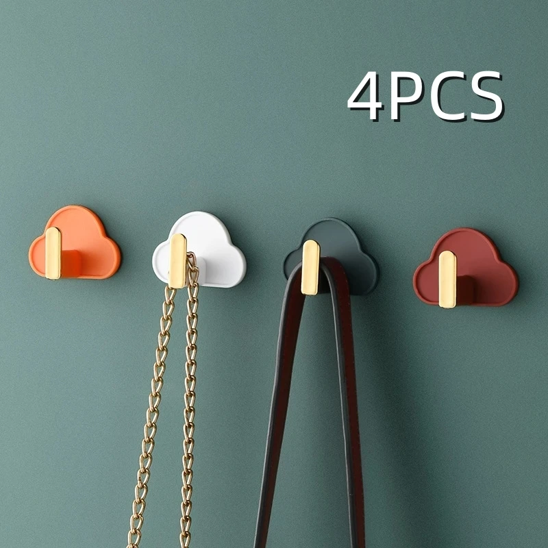 

4PCS ABS Cloud Multipurpose Adhesive Hook Wall Hanging Key Coat Rack Room Decorative Door Storage Kitchen Storage Accessories