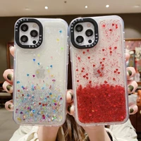 glitter bling love heart case for iphone 13 pro max 12 11 se2020 xr xs 6 7 8 plus clear shockproof soft tpu epoxy back cover