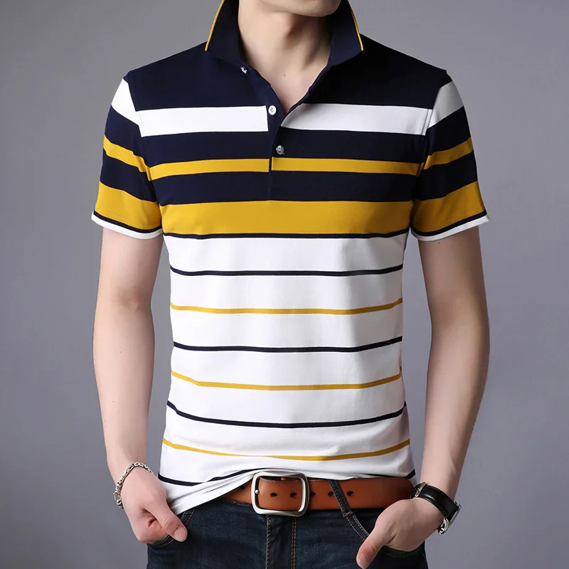

Men Classic Striped Polo Shirt Cotton Short Sleeve 2021Summer Plus Oversize M-XXXXL