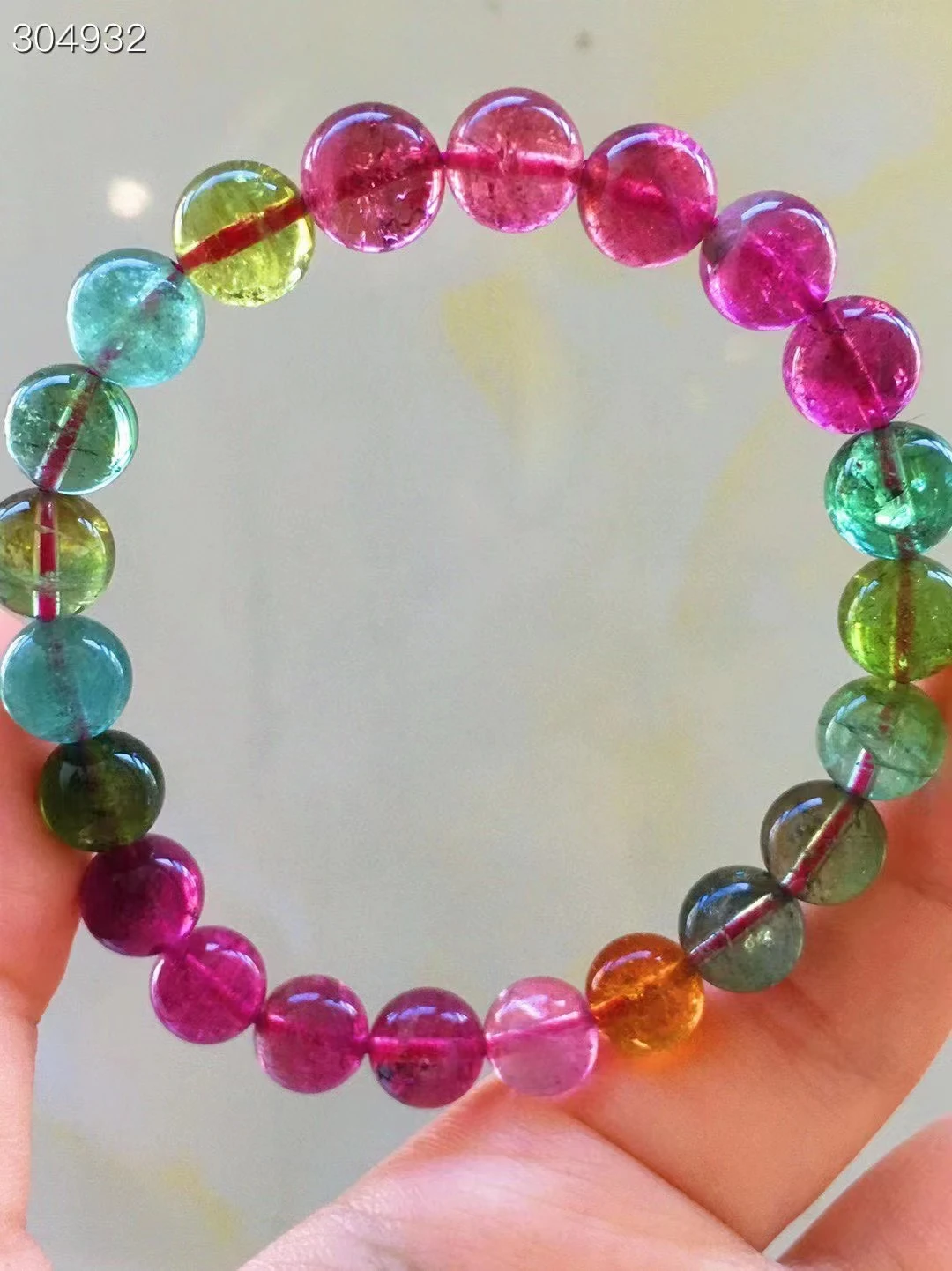 

Natural Colorful Red Tourmaline Clear Round Beads Bracelet 8.2mm Rainbow Red Tourmaline Brazil Women Jewelry AAAAAAA
