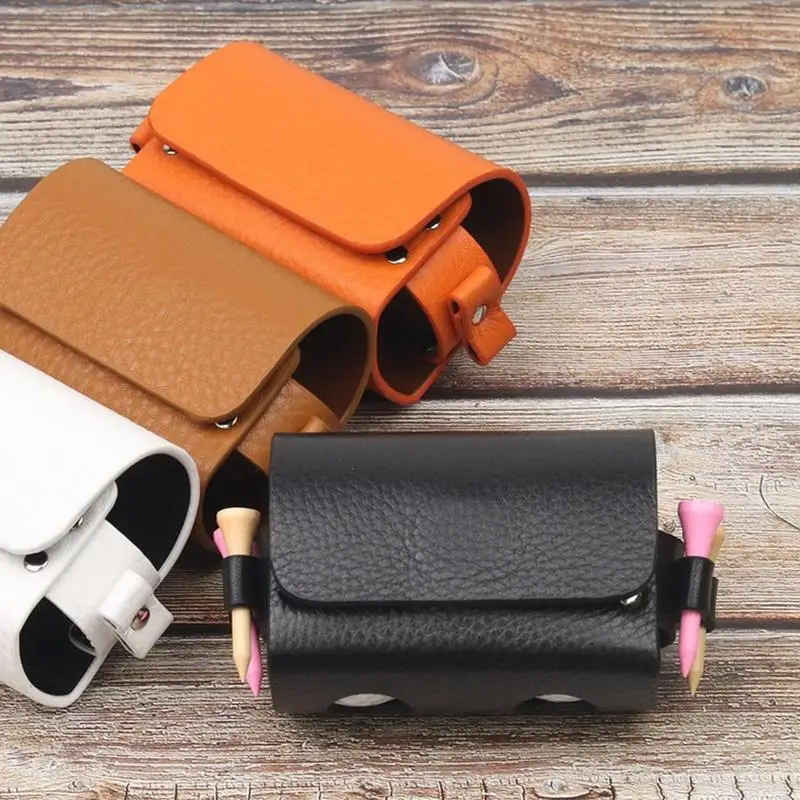 Ball Bag Pouch Outdoor Travel Case 2 Balls 4 Golf Tees Portable Waist Storage Bags Pu Leather Golf Supplies Accessories