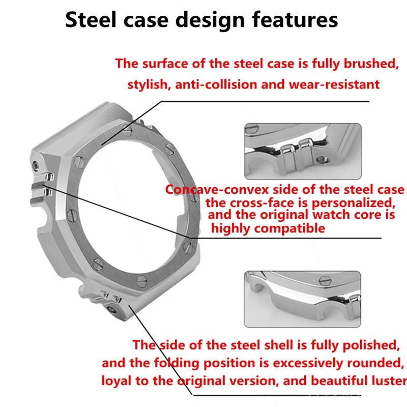 Watch Accessories Stainless steel metal case suitable for CASIO GA-2100 GA2110 watch modification accessories