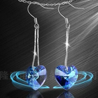 s925 lovely sterling silver heart shaped crystal ocean heart crystal stud earrings tassel earrings earrings