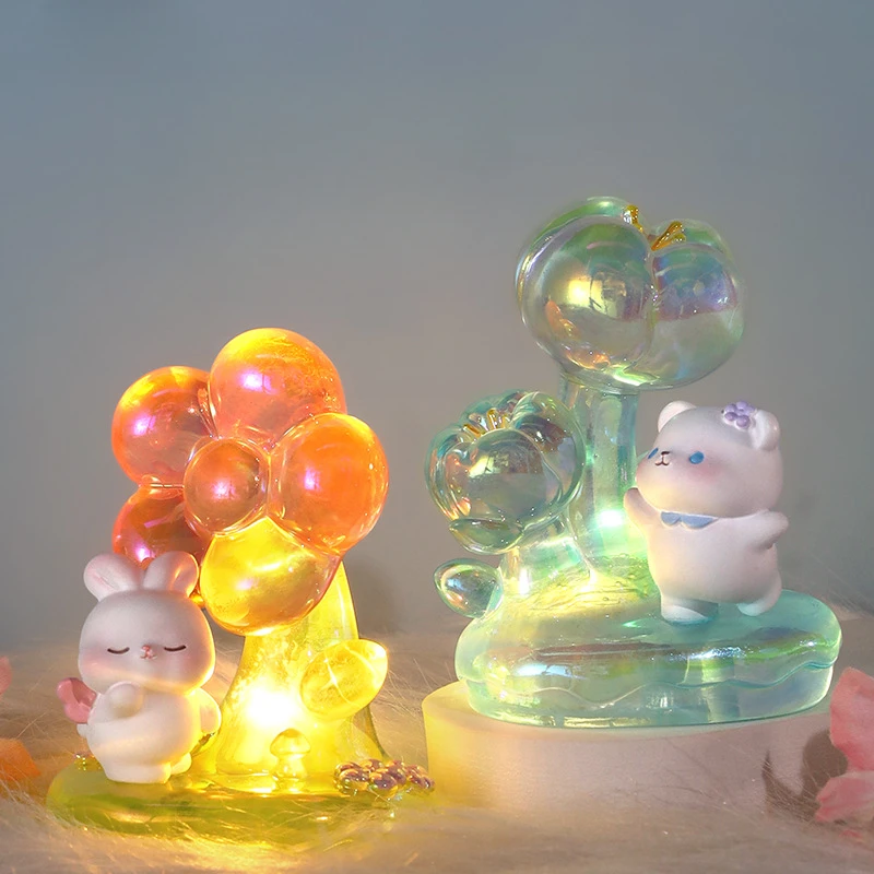 

Baby Story Flower Good Night Lantern Pig Pig Bear Little Night Lantern Cartoon Electroplated Resin Crafts Birthday Gift