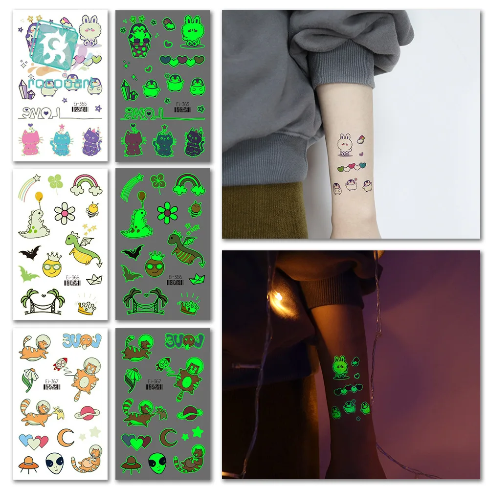 

New Nightlight Tattoos Small Fresh and Cute Technology Personalized Luminous Temporary Tattoos Sticker size:120*75mm