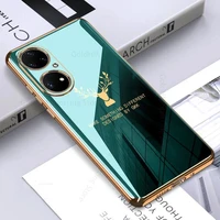 coque for huawei p50e plating soft silicone phone case for huawei p40 pro plus p50e elk deer head electroplated shockproof cover