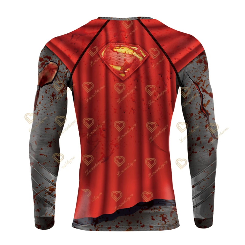 Long Sleeve Sport Shirt Unisex Superhero 3D Compression T Shirt Quick Dry Men's Running T-shirt Gym Fitness Top Rashgard