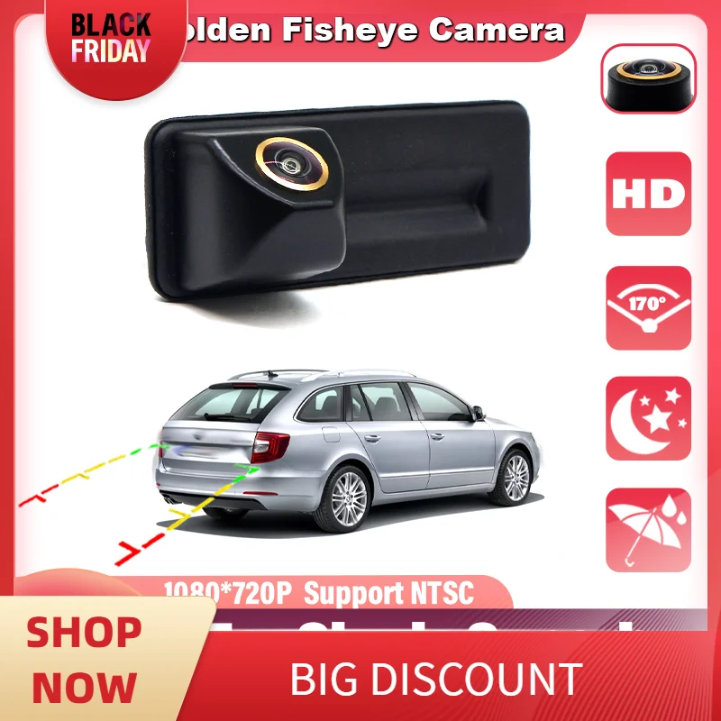 ПЗС HD 170 ° Камера заднего вида рыбий глаз для Skoda Superb MK2 2008 2009 2010 2011 2012 2013 2014 камера