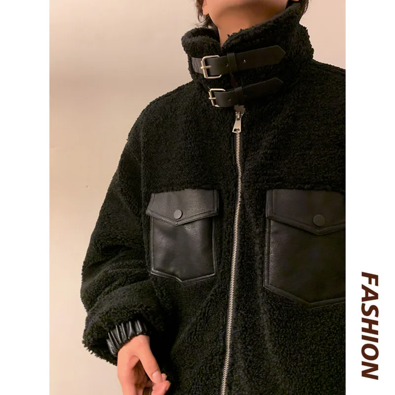 Winter Jacket Men Warm Fashion Retro Casual Thicken Lamb Hair Jacket  Japanese Streetwear Loose Thick Short Coat Mens Outwear