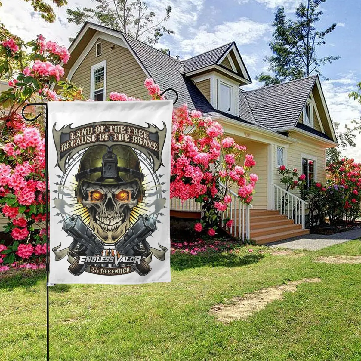 

Skull Soldier And Guns Garden Flag, Double-Sided Flag,Outdoor Decoration Flag,Courtyard Flag