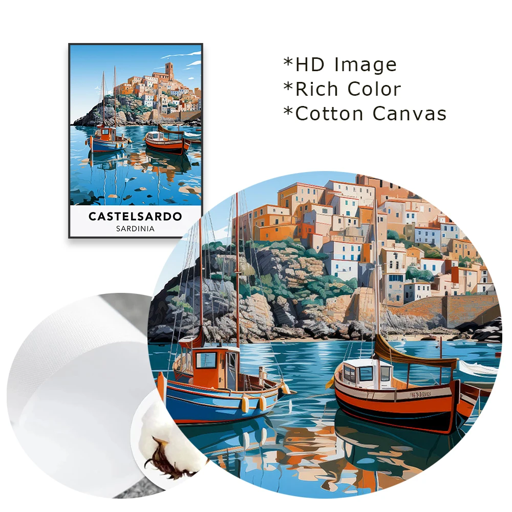 Сардиния настенное искусство красочный постер для путешествий кастельсардо