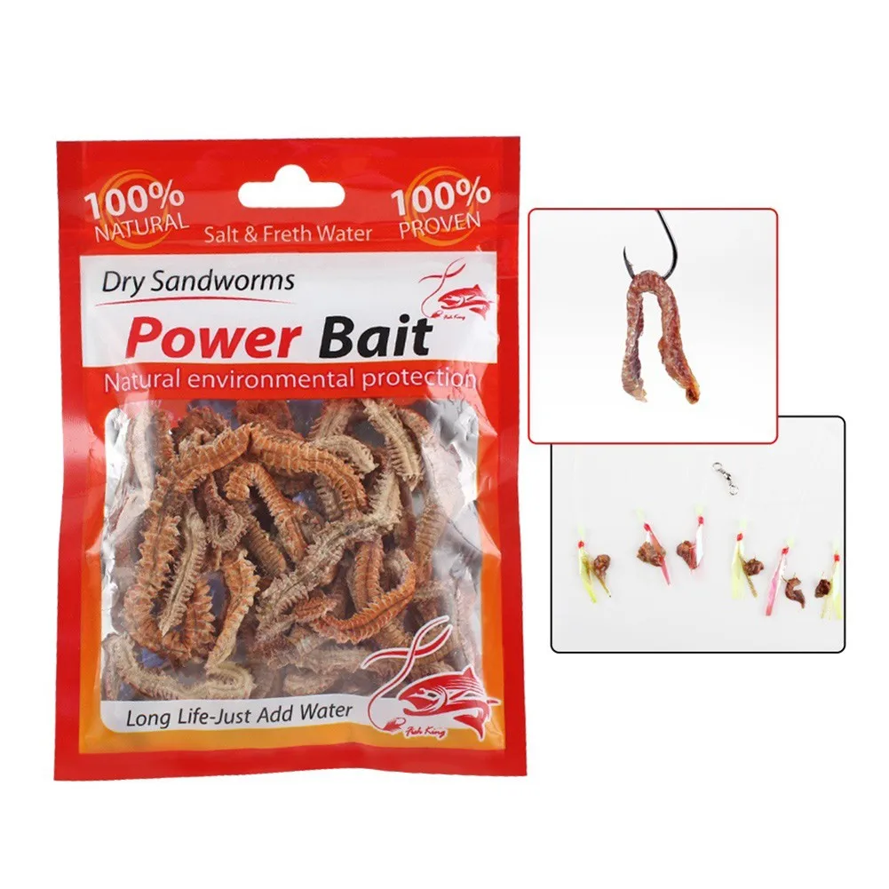 

1pack 6/10g Dry Worm Fishing Lure Bait Live Feeder Catfish Bass Fishy Natural Bait Sea Lure Saltwater Sandworm All For Fishing