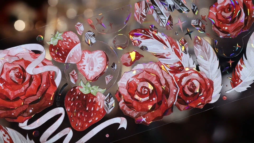 

1 Loop Red Rose Strawberry Shiny PET Tape