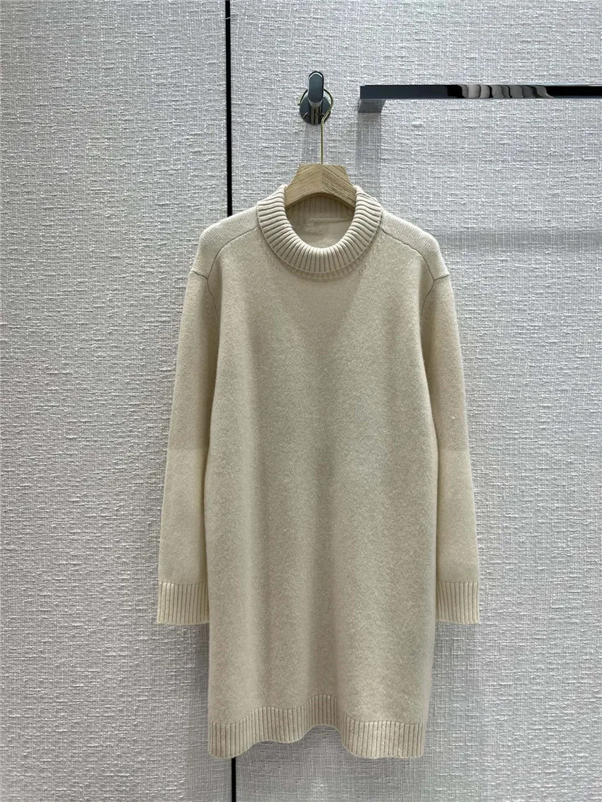 

Fashion Designer Dress for Women 100%Cashmere Turtleneck Long Knitted Dress