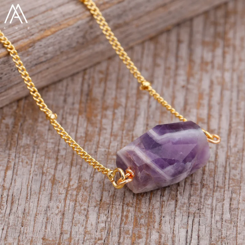 Лечебные кристаллы Nugget ожерелье из бисера для женщин модные простые аметисты