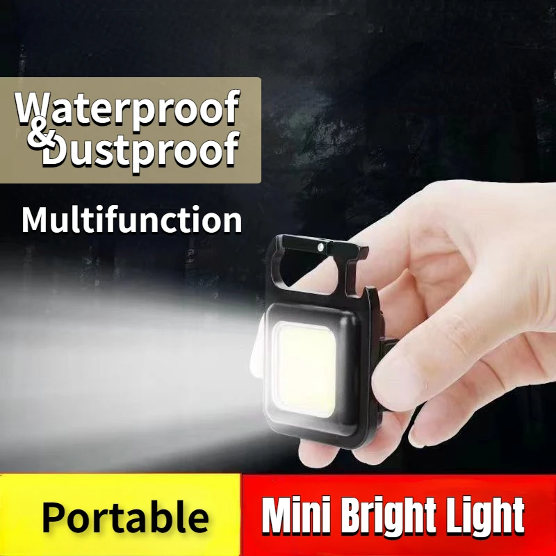 

Portable Mini Bright Light USB Rechargeable Keychain Waterproof Magnetic Work Lights 4 Light Modes For Walking Camping Hiking