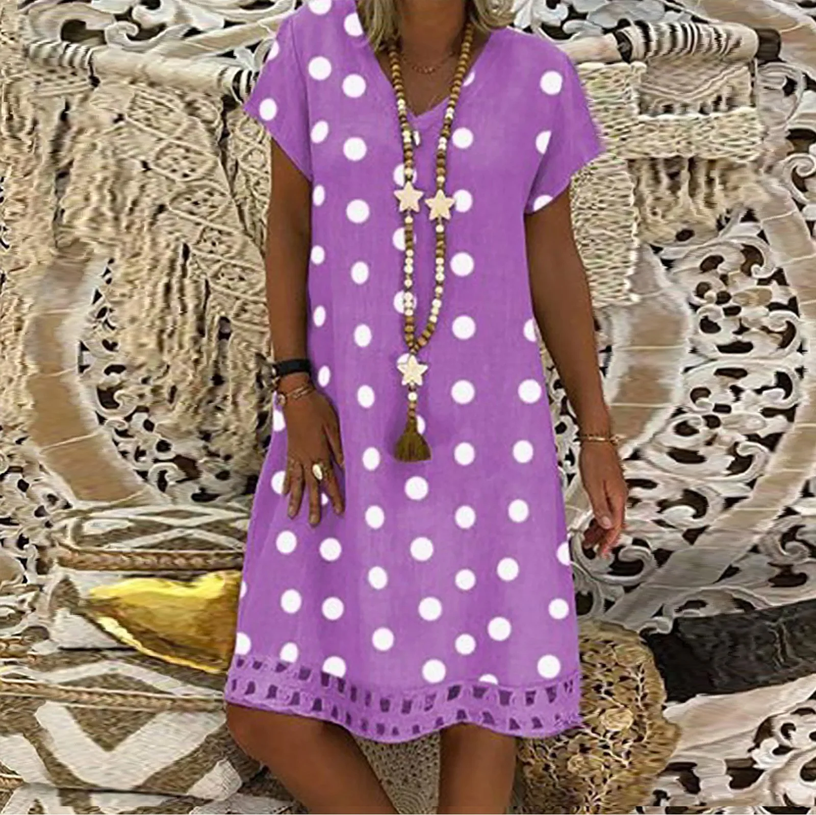 

Spring/Summer Printed Short Sleeve Women's Casual Dress Cute Shirt Dresses for Women