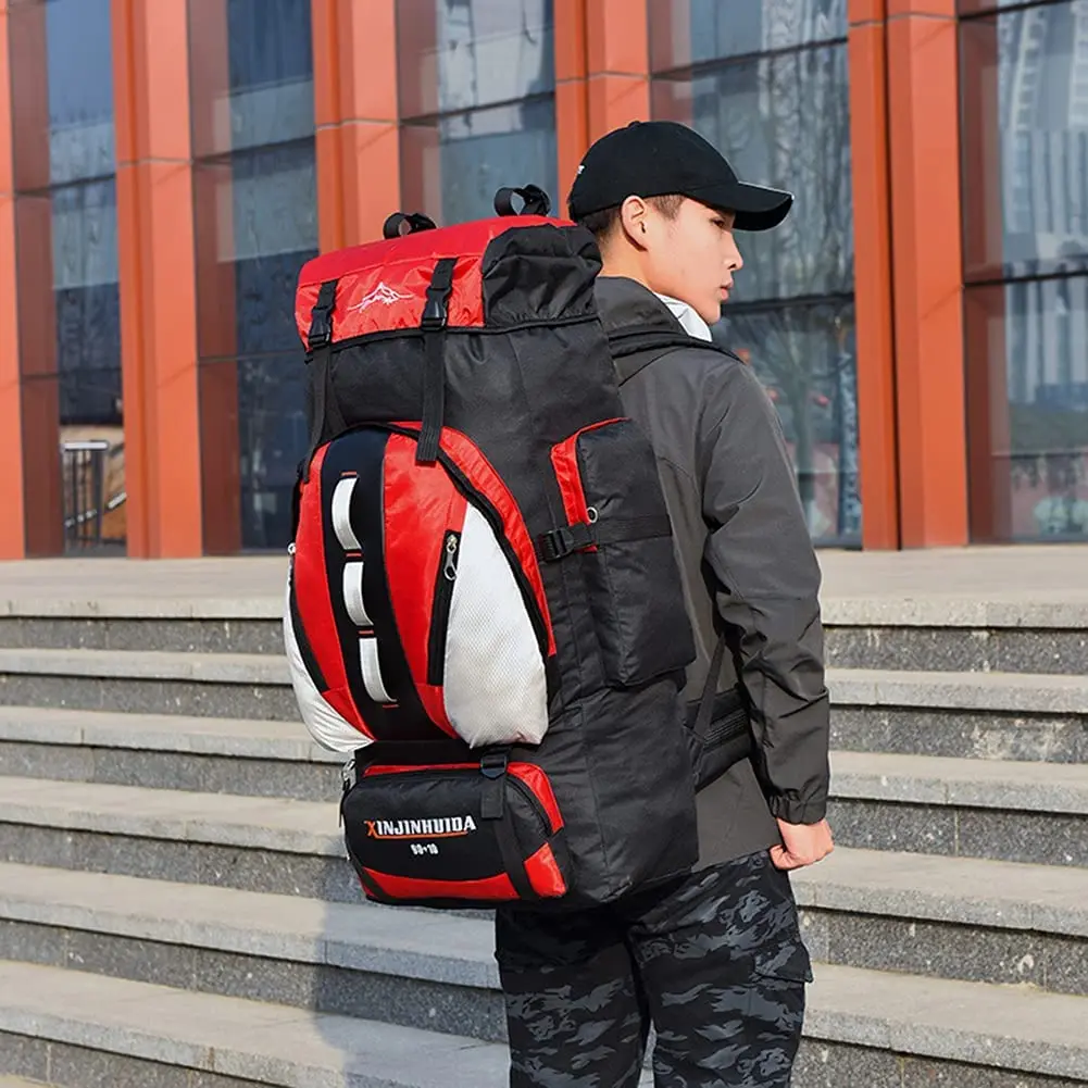 Kixnor 90L+10L Hiking Backpack Men Women for Travel Mountaineering Climbing Camping Trekking Waterproof Daypack (Orange)